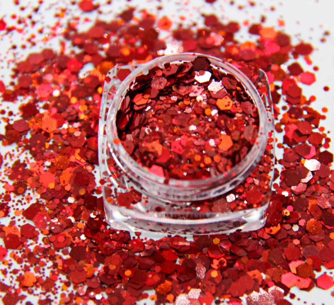 WOOGLITTER Red Glitter, 7.05 Oz (200g), Chunky Glitter for Resin Crafts  Nails Tumblers Slime Cosmetic and Festival Decoration - Red Chunky Glitter