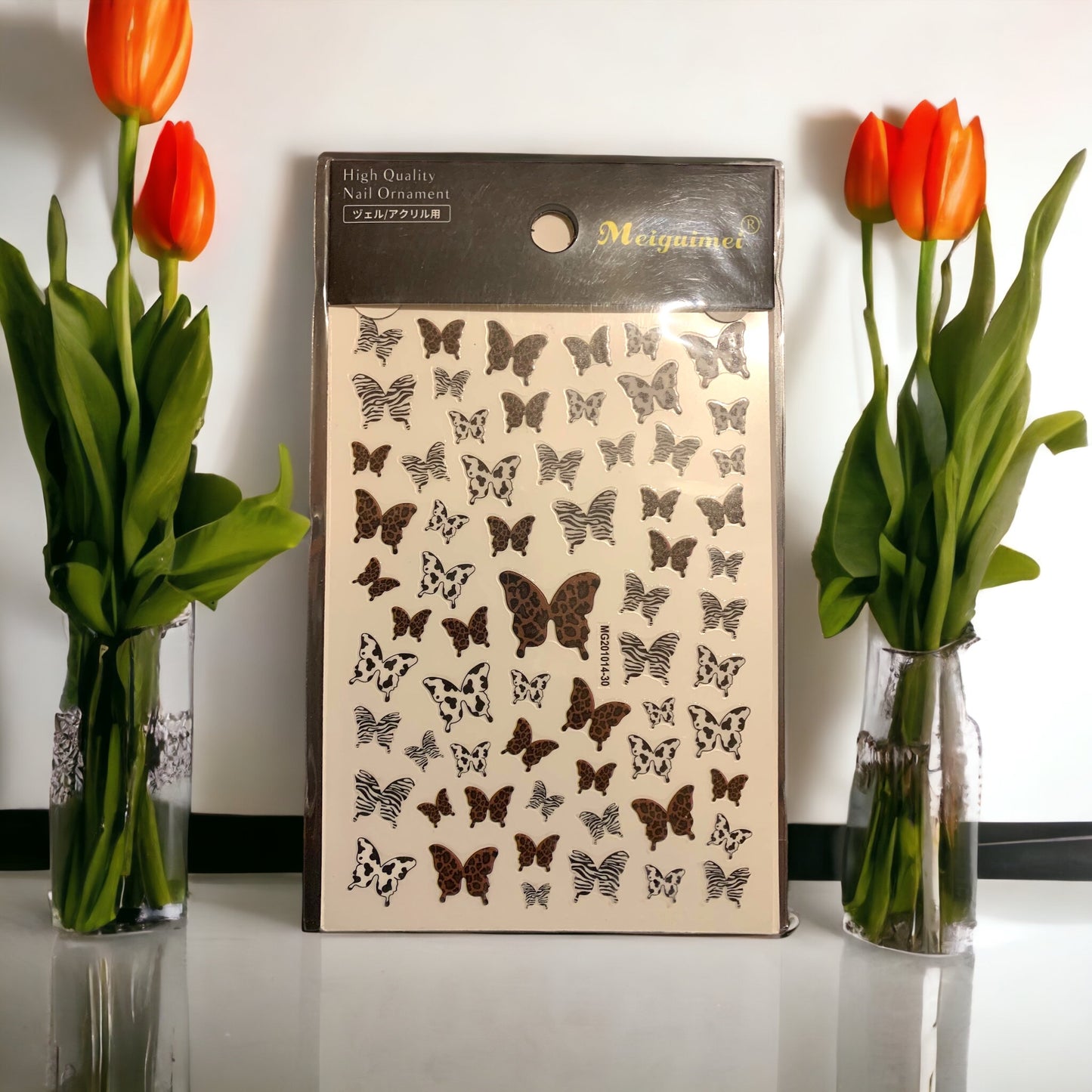 Animal Print Butterflies Nail Stickers