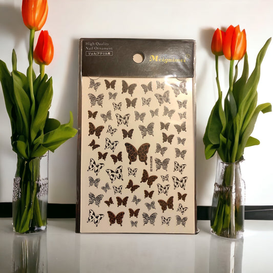 Animal Print Butterflies Nail Stickers