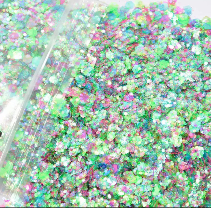 “Strawberry Lime Sorbet" Chunky Glitter Mix (1 oz)