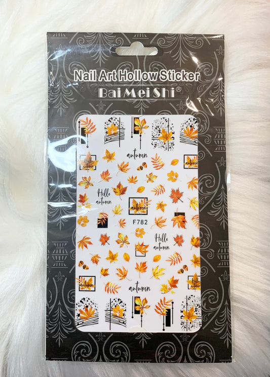 Orange Fall Leaves Nail Stickers