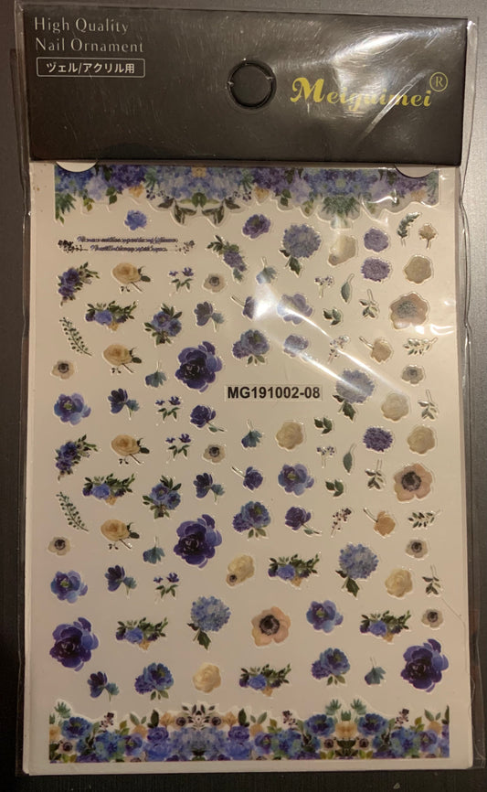 Blue Flower Nail Stickers