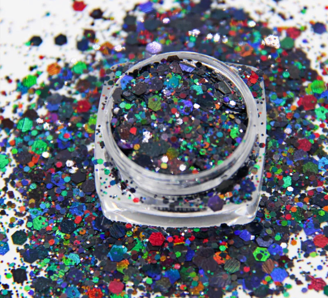 Black Chunky Holographic Glitter (1 oz)